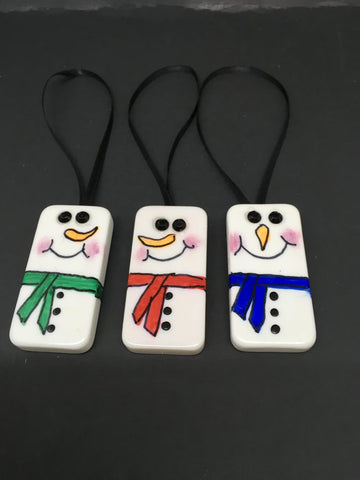 Snowmen Domino christmas Ornaments