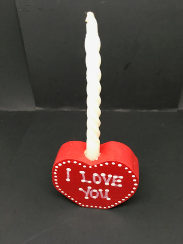 I Love You candle holder cake topper