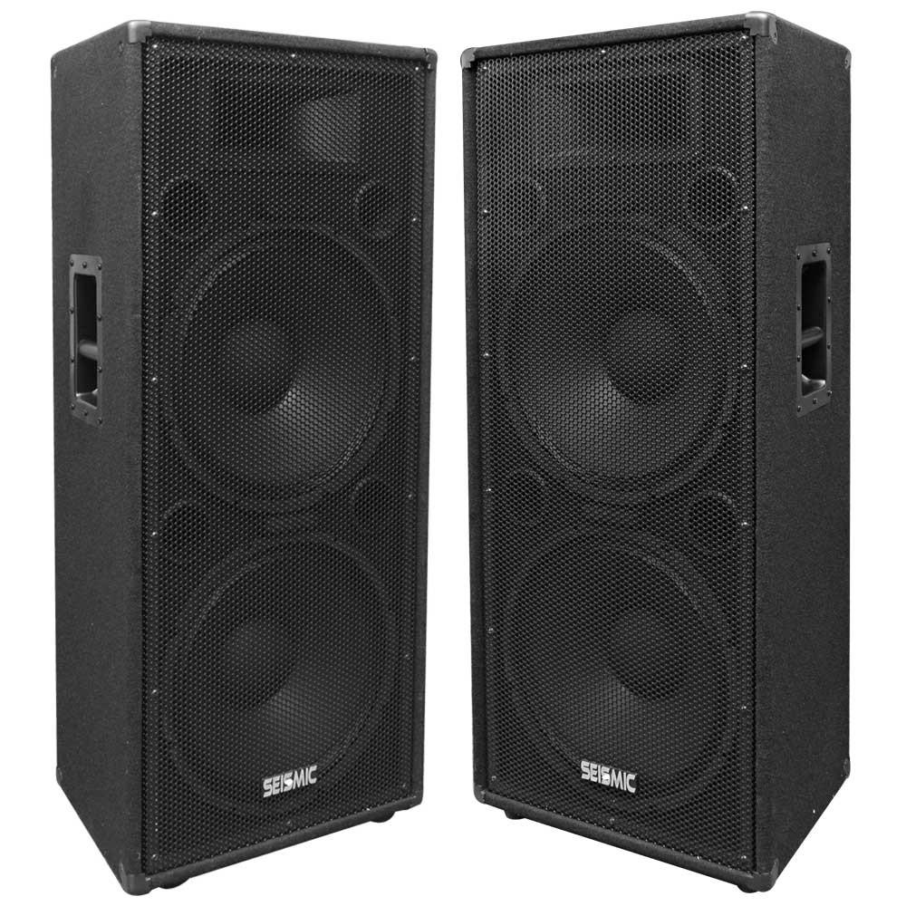 Pair Of Premium Dual 15 Inch Pa Speakers Wheel Kits And Handles