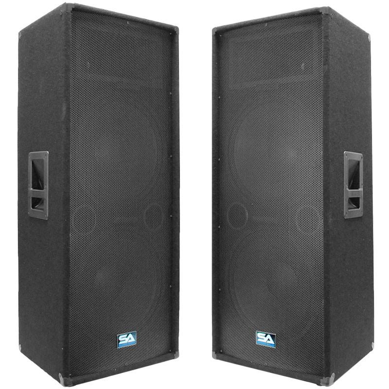 Dual 15 Inch Pro Audio Loud Speaker Cabinet Mains Pair Of