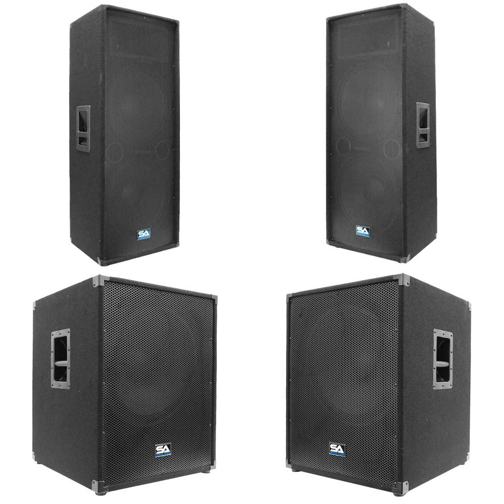 Package Deal Pair Of Dual 15 Pa Speakers Pair Of 18 Pa