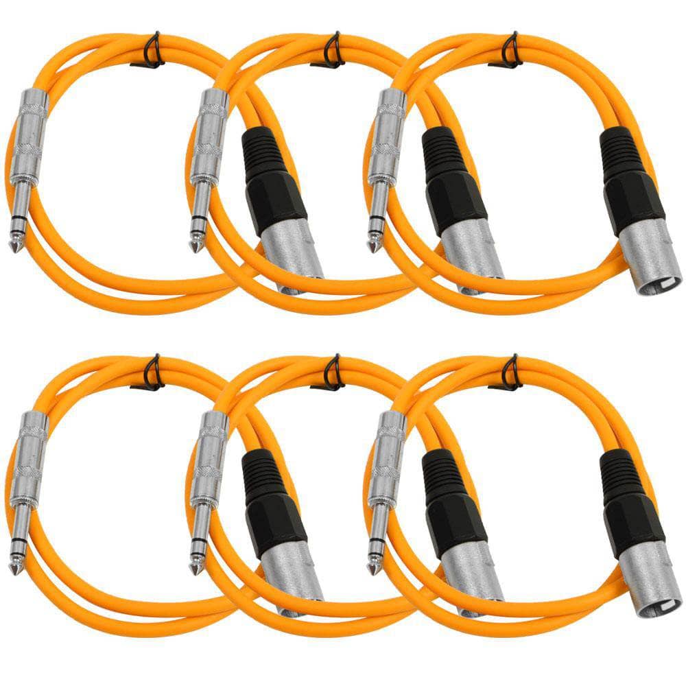 Orange 6 XLR Male to 1/4 TRS Patch Cable SATRXL-M6 Seismic Audio 