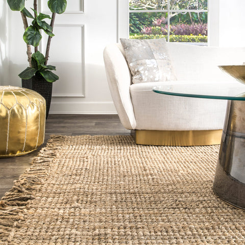 Hand Woven Chunky Loop Jute rug in natural