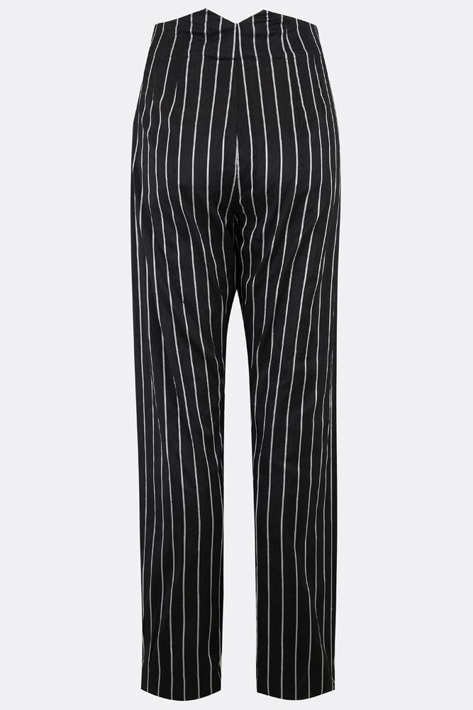 white stripe black trousers