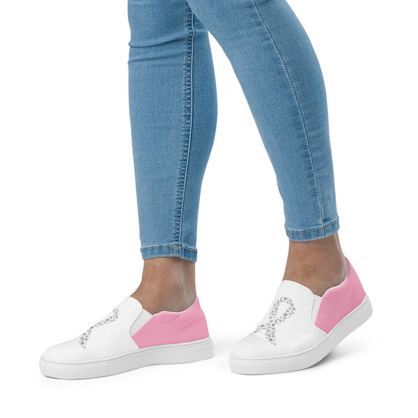voor mij Ruimteschip sterk Breast Cancer Awareness Women's Slip-On Canvas Shoes – Courage to Conquer  Cancer