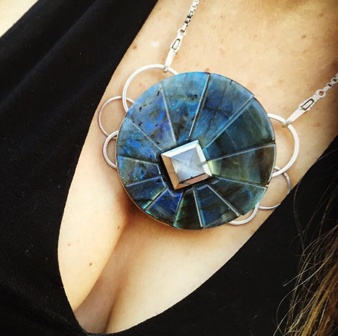 Talisman of Louisiana Petrified Palm and Copper "GROW" Stamped Goddess Tag Necklace