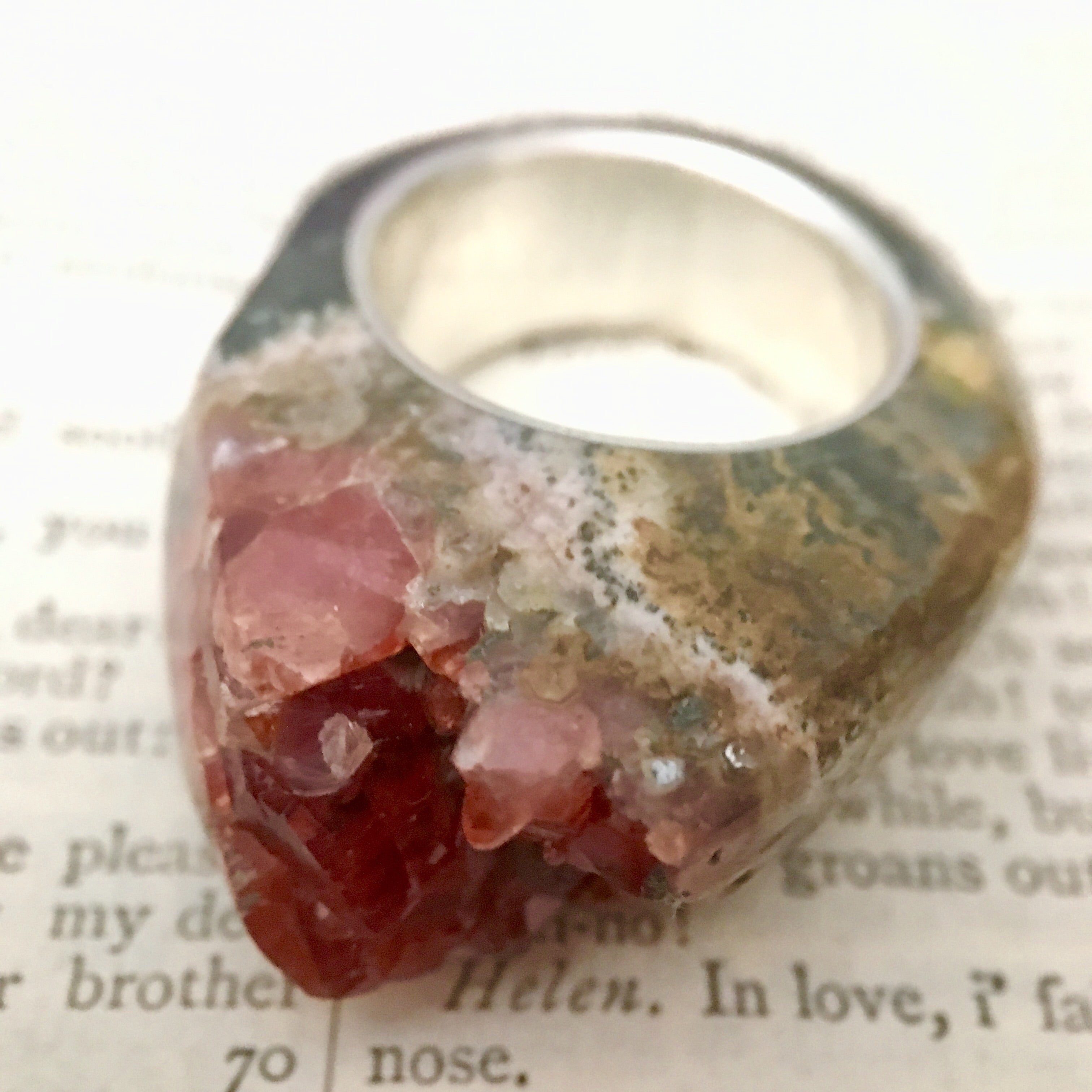 Calcite Crystal Point - Power & Protection Ring Women's Size
