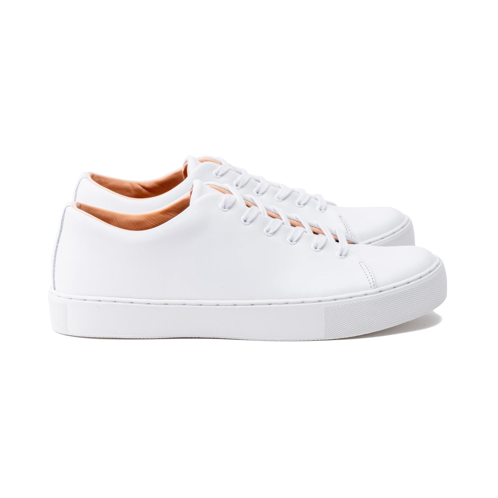 all white leather sneakers