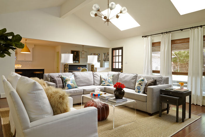 living room sectional with pillow - designer Maddie Hughes