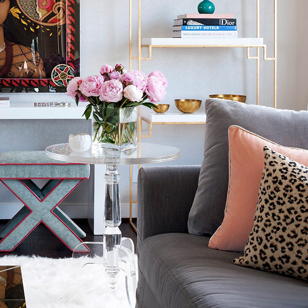 interior design by Jennifer Wagner Schmidt | designer pillows from Arianna Belle | Leopard Linen and Blush Pink Velvet