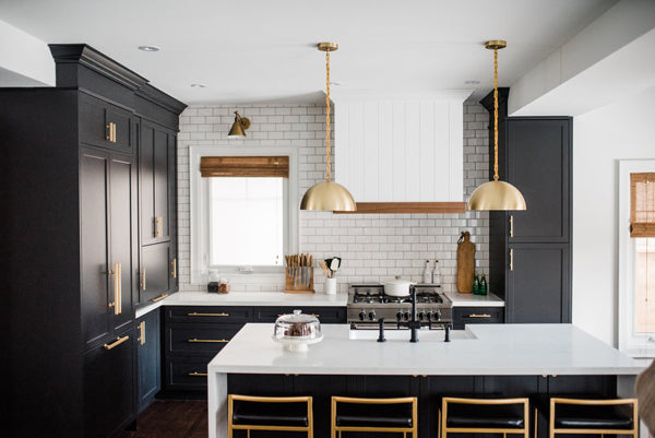 Designer Spotlight Kate + Amanda | Arianna Belle Blog | black and brass kitchen with white subway tile