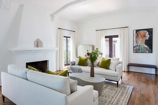 Designer Spotlight: Lucie Ayres | Arianna Belle Blog | Living Room with Olive Green Velvet Pillow
