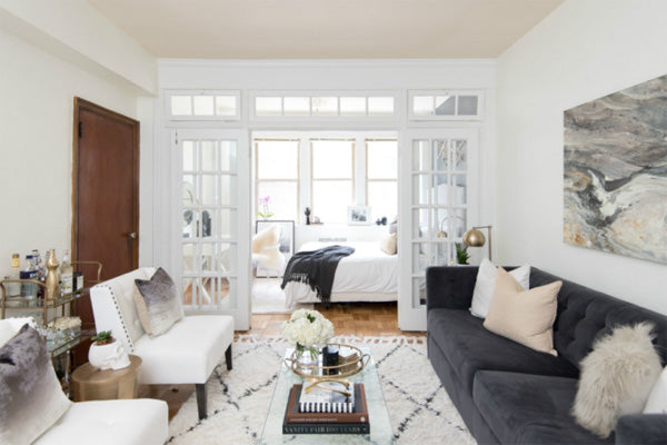 interior designer Shannon Claire Smith | small open concept space living room bedroom