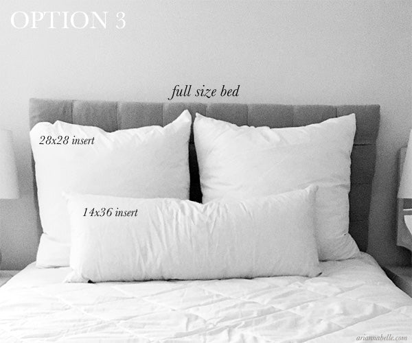 size and arrangement guide for decorative pillows on a full bed