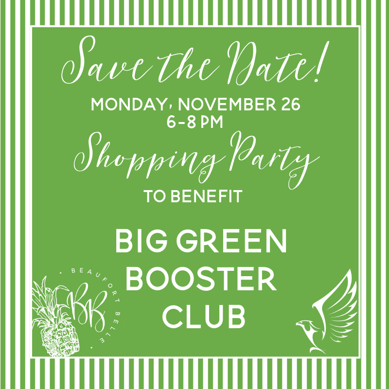 Save the Date!  Shopping Party:  Giving Back to the Big Green Booster Club