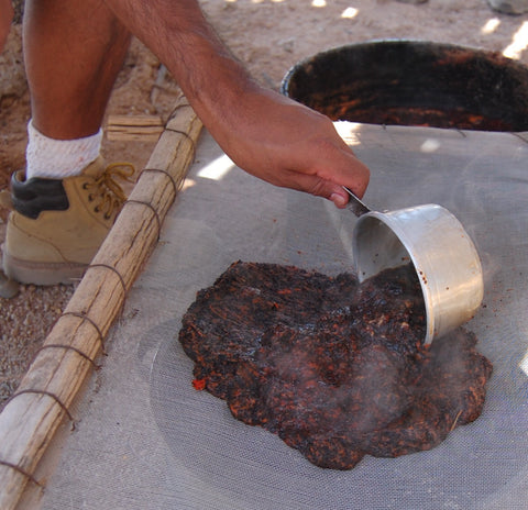 straining out the saguaro seeds