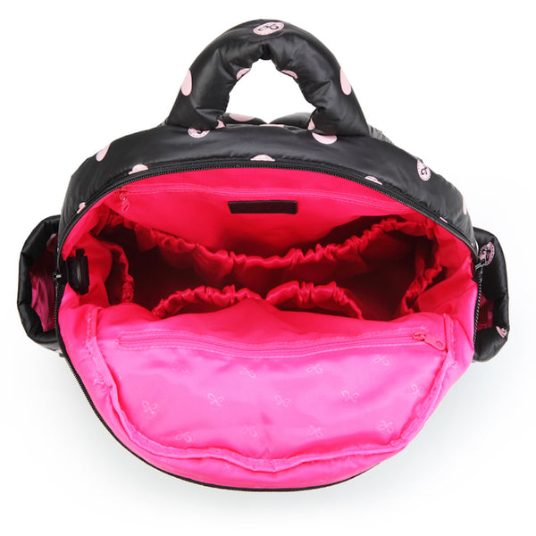Backpack Baby Diaper Bag - Black with Pink Polka Dot L