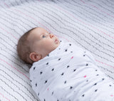 Muslin Swaddle Blankets I Black and Hot Pink Abstract Circle Print