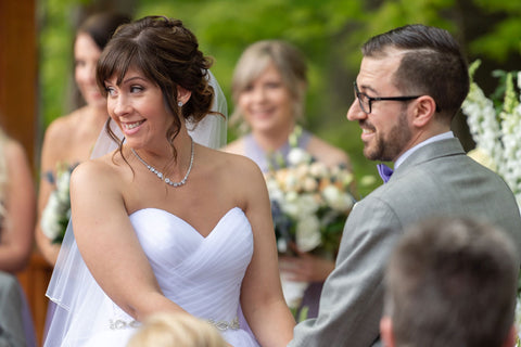 Hailey Judges and her husband Anthony sharing vows with one another.