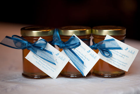 Sonia Dong chose to gift small jars of honey from Clovermead, a farm in Southern Ontario as wedding favours instead of something that could potentially get thrown out.