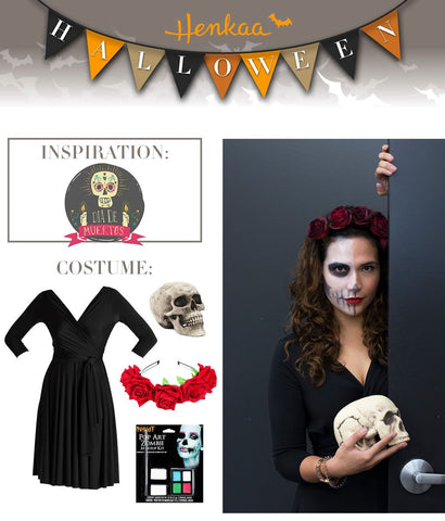 Henkaa Convertible Dress used as a Skeleton Halloween Costume, great cosplay costume that you can wear again.