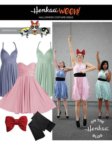 Henkaa Convertible Dress used for a Bubbles, Blossom, and Buttercup from The Power Puff Girls Halloween Costume, great cosplay costume that you can wear again.