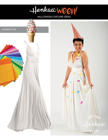 Henkaa Convertible Dress used as an Ice Cream Cone Halloween Costume, great cosplay costume that you can wear again.