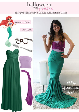 Henkaa Convertible Dress used for a Hipster Ariel Halloween Costume, great cosplay costume that you can wear again.