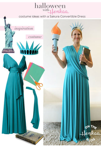 Henkaa Convertible Dress used as the Statue of Liberty Halloween Costume, great cosplay costume that you can wear again.