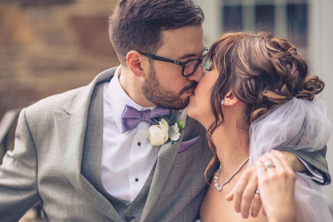 Anthony and Hailey kiss after their wedding vows.