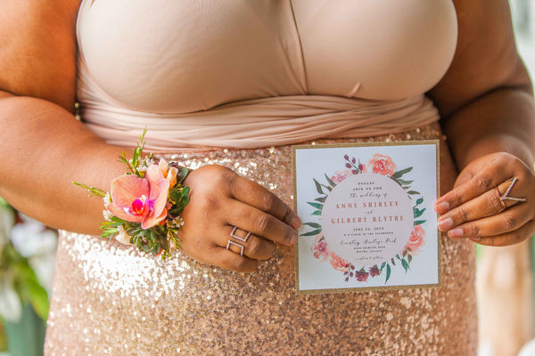 Wedding Trends for spring/summer 2019 include rose gold sequins and square invitations.