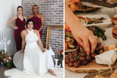 2020 Wedding Trend Report: Henkaa Burgundy Wine Sakura Maxi and Ivy Maxi and Sakura Lace Wedding Dress, sustainable and ethical dresses made in Canada, bridesmaid dresses you can wear again.