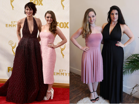 Game Of Thrones actresses Lena Headey and Maisie Williams, at the 2015 Emmy awards. Outfits replicated using Henkaa convertible dresses. 