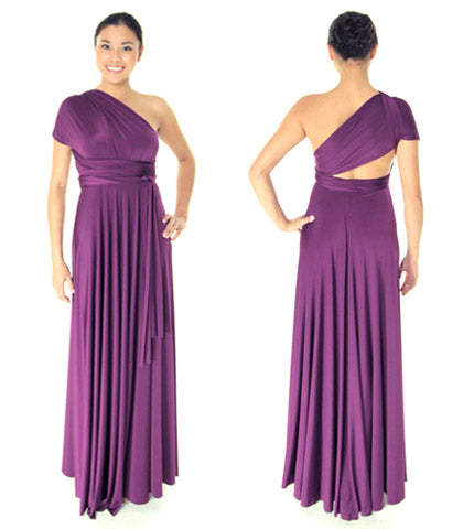 plum purple maxi dress - purple gown - convertible gown