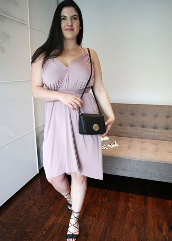 Henkaa Ivy Midi Convertible Dress in Mauve Taupe perfect for a night out.