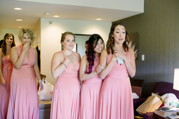 This beautiful classic, traditional wedding featuring peach pink coral bridesmaids dresses will have you swooning for days