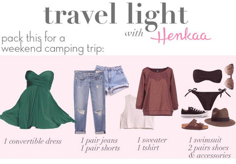 Camping Trip List - light packing - vacation with convertible dress 