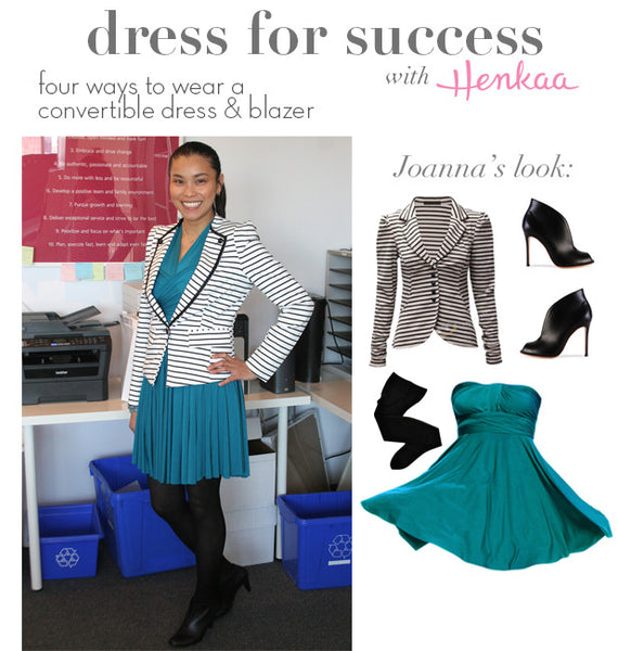 Find out how to style a convertible dress with a blazer for the perfect office outfit