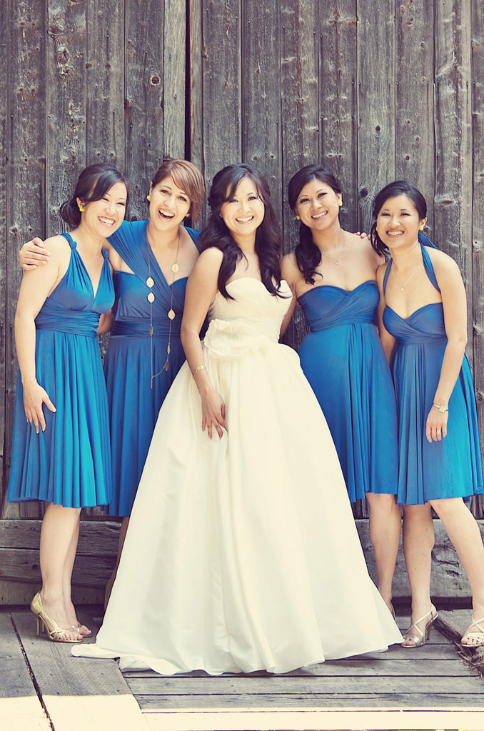 royal blue bridesmaid dresses - medium length blue bridesmaid dresses