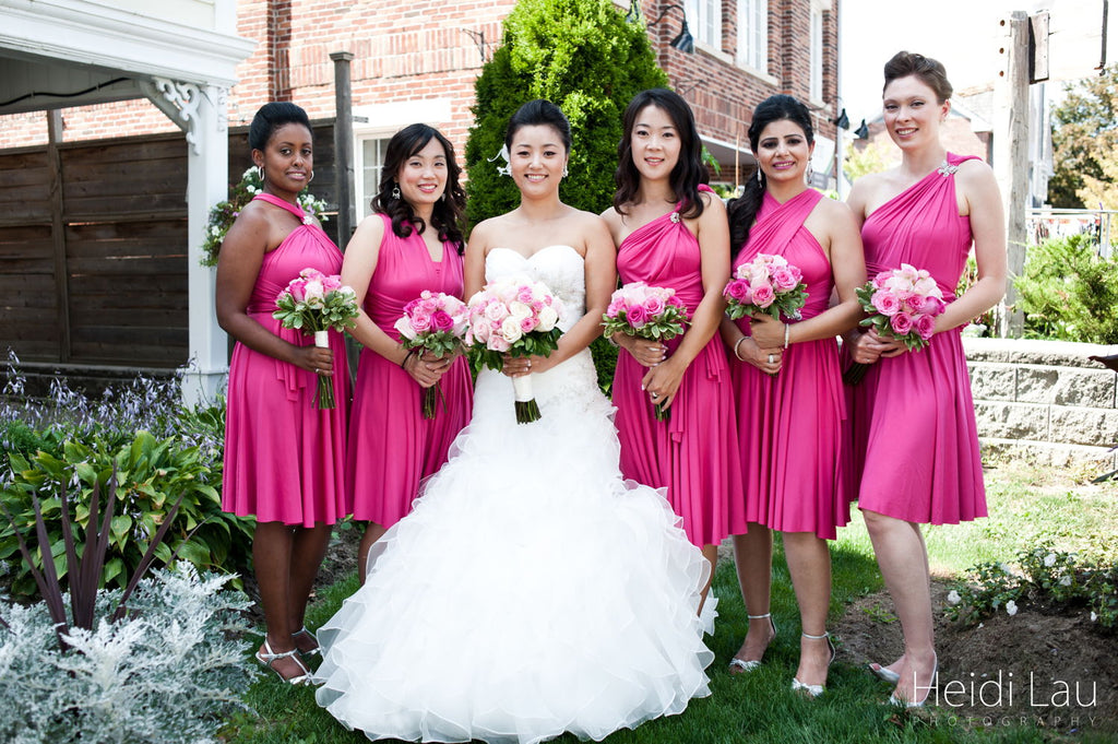 hot pink wedding - versatile bridesmaid dress - bright pink wedding