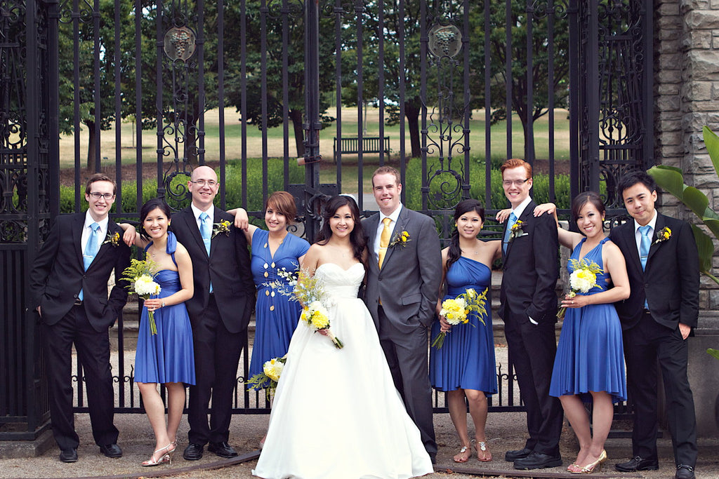 royal blue bridesmaid dresses - convertible bridesmaid dresses - matching blue bridal party 