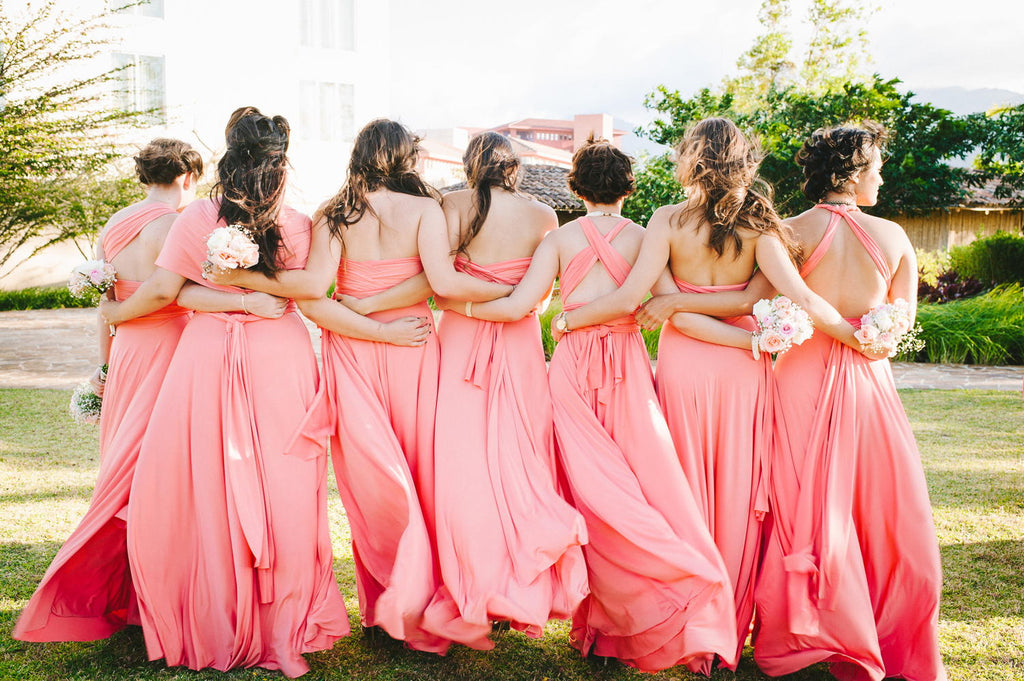 coral maxi bridesmaid dresses 