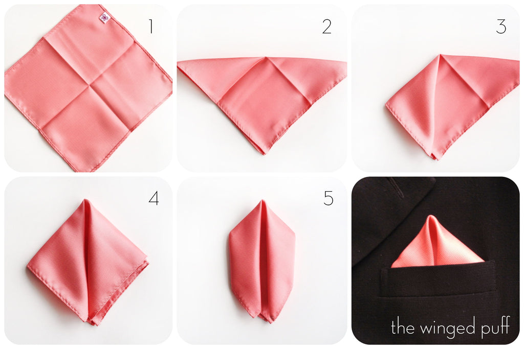 how to fold a pocket square - how to fold a winged puff pocket square