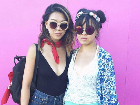 Sylvia Wong and Samantha Wong dressed up for a music festival.