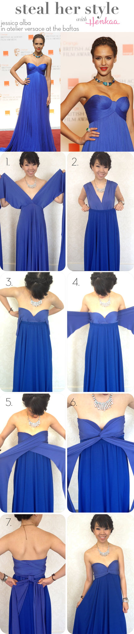 atelier versace - Jessica Alba 2011 BAFTA Dress - how to dress like Jessica Alba - royal blue gown - royal blue infinity dress