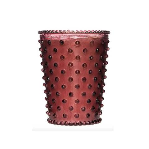 SIMPATICO NO. 32 CRANBERRY HOBNAIL GLASS CANDLE