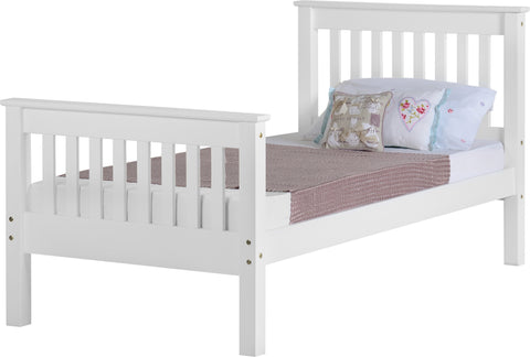 Seconique Monaco Single Bed Frame High Foot End in White