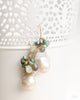 White Baroque Pearl Earrings (Gold) - Turquoise, Pale Yellow Sapphire, Labradorite, Emerald and Amazonite