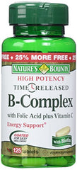 Nature's Bounty B-Complex with Folic Acid plus Vitamin C, Tablets 125 Each