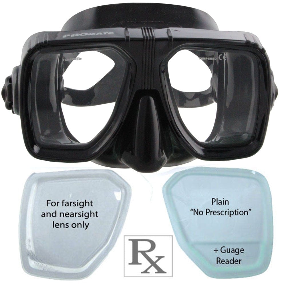Scuba Black Dive Mask NEARSIGHTED Prescription RX Optical Lenses 